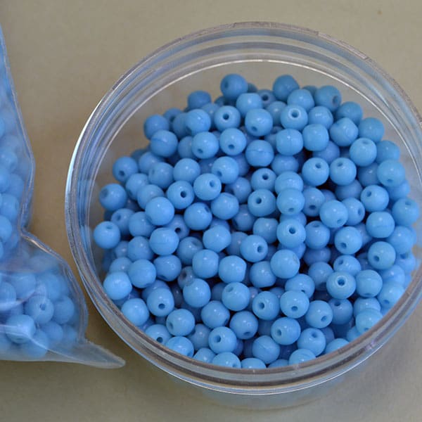 3mm Round Light Blue Beads