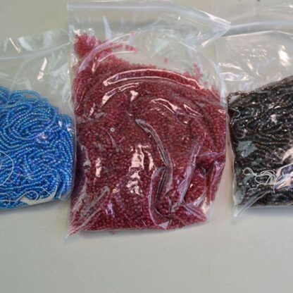 9/0 Seed Bead Lot light Blue, and Brown and a 10/0 raspberry