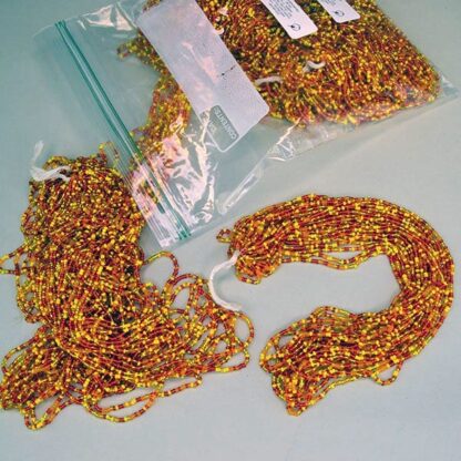 This Seed Bead 11/0 lot , Comes with Silver Lined Yellow, Silver lined Red, trans amber and yellow. This lot comes in a 17 oz package.  One of a Kind.