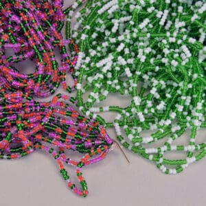 Don't miss these Seed Beads 11/0 Assorted , They come in a Trans light Green, and white, Silver Lined green and color lined orange, and Pink. One of a Kind.