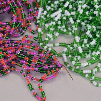 Don't miss these Seed Beads 11/0 Assorted , They come in a Trans light Green, and white, Silver Lined green and color lined orange, and Pink. One of a Kind.