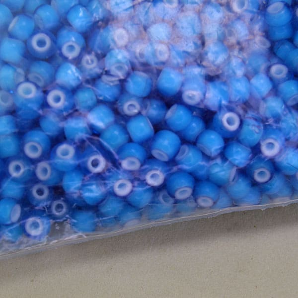 White Center Blue Pony Beads