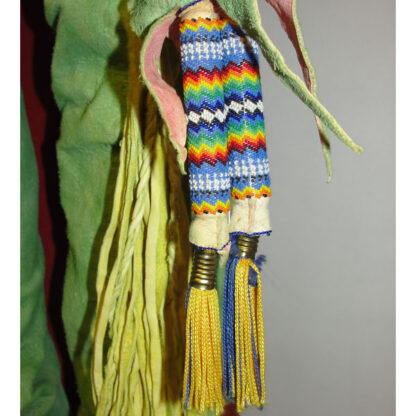 Leggins Green & Yellow beaded tube tassels