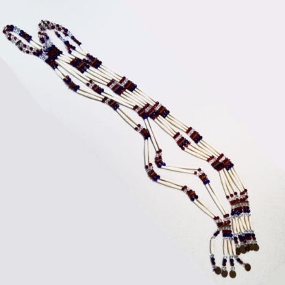 Bandolier Set Red & Blue are made with sparkling Fire Polish Aurora Borealis Beads and plastic Hairpipe.