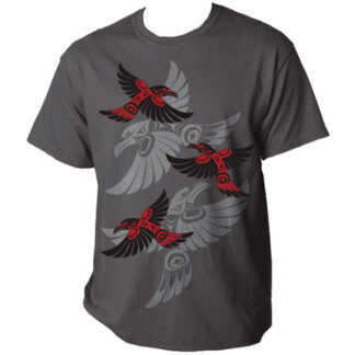 Tee Shirt Raven gray shirt with gray and red ravens