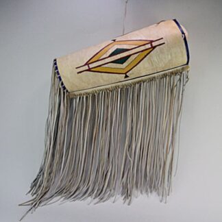 This Bonnet Case- Rawhide Painted is ready to use or display! The Painted Rawhide Bonnet Case measures 19.5" long. One of a Kind.