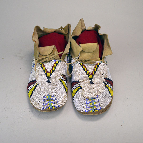 Antique Cheyenne beaded Moccasins top view