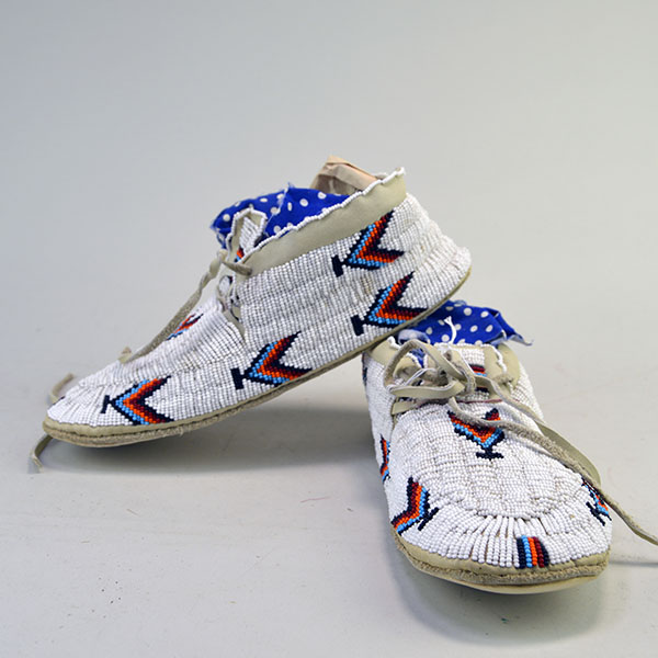 Moccasins- White Fully Beaded Moccasins- White Fully Beaded