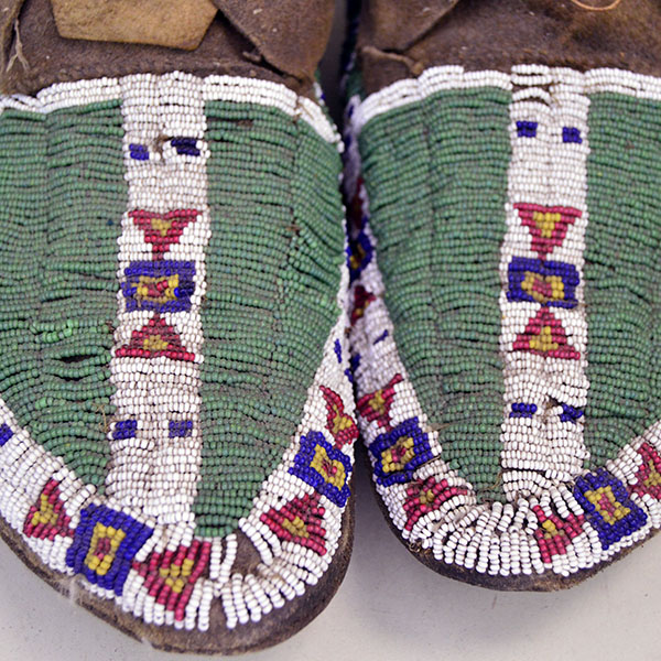 Plains Fully Beaded Moccasins Fabric Trimmed