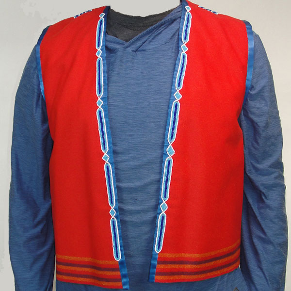 Vest- Beaded Red Wool Vest- Beaded Red Wool