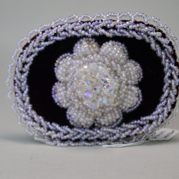 Barrette Beaded White Flower