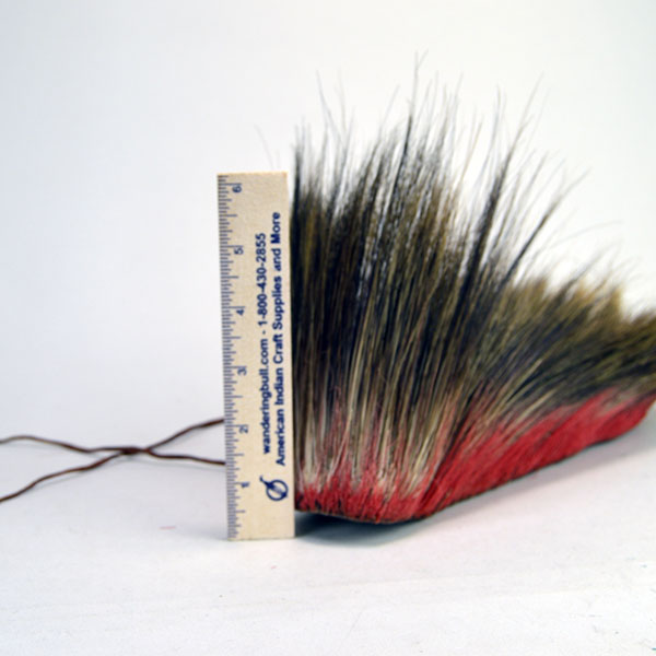 Antique hair base roach with red deer hair front view