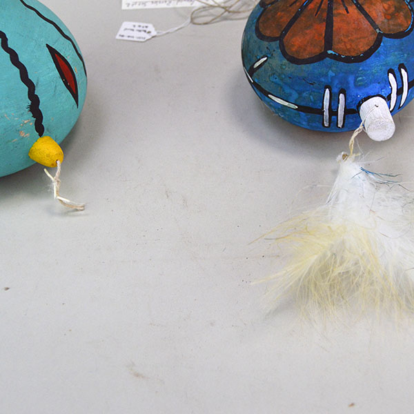 Pictured here is the tops of these spectacular Gourd Rattles- Hopi Style .