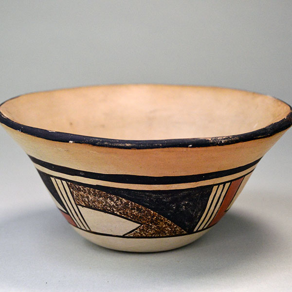 Add this Hopi-style pottery bowl to your collection or use it to hold small items. This measures 5.5 inches wide by 2.75 inched tall. one of a kind.