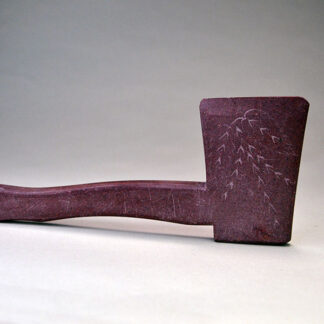 This striking hand-carved tomahawk showcases genuine Catlinite Pipestone, material that carries deep cultural significance and natural beauty. one of a kind