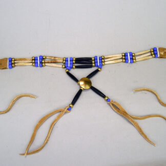 Add this Choker- Bone and Horn to your collection or wear it as part of your everyday attire. measures 15 inches long with 9‑inch ties. ONE OF A KIND.