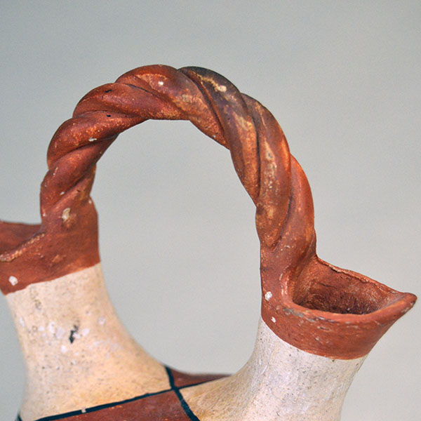 Wedding Vase- Acoma Style show casing the twisted handle.