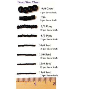Bead Size Chart from 9mm crow beads to seed beads
