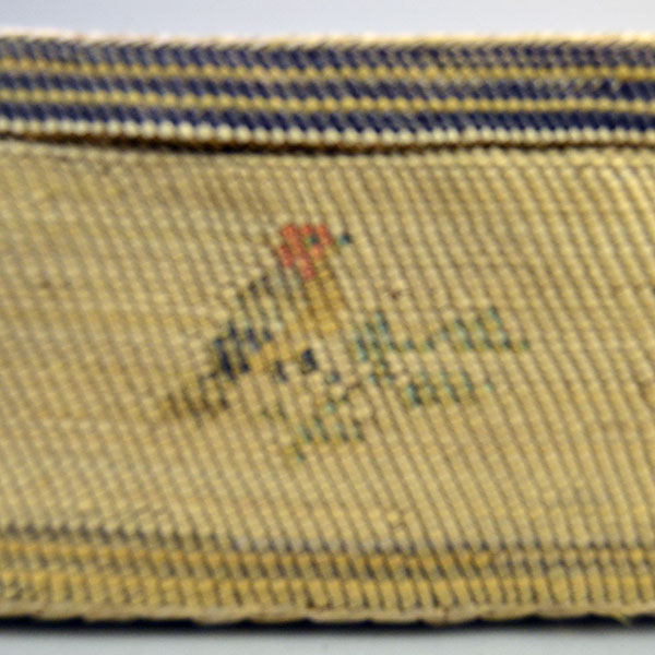 This Antique Basket- Nootka Style XL with a cover will make an ideal addition to your collection! stands 4.5″ tall with the lid on and 12.5″ long. Pictured here is a a bird on the side of the basket it is faded on this side.