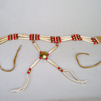 Add this Choker- White Center Red 3 Row to your collection or wear it as part of your everyday attire. measures 16 inches long. One of a Kind.