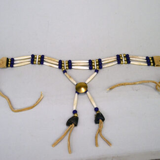 This three row Choker- With Deer Toes comes with Antiqued Bone Hairpipe. measures 15.25 inches long. drop extends 8 inches. One of a Kind.
