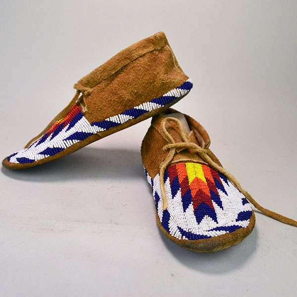 Moccasins- Beaded Brown Leather