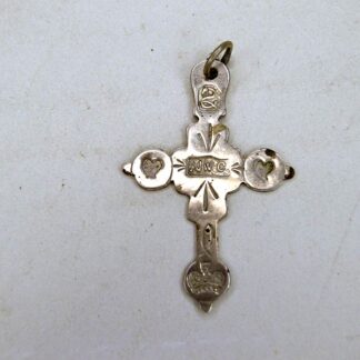 This Pendant- Cross French‑made sterling silver measures 2" x 1.5" and showcases exceptional hand‑crafted detail. One of a Kind.