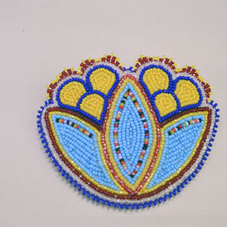 Bright, sparkling colors of this Barrette- Blue Floral Design made with French Repro beads. Approx. 4 inches x 3.25". One of a Kind.