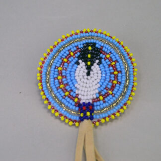 Enjoy the bright sparkling colors of this Barrette- Feather Beaded Rosette!  One of a Kind Barrette with Cut 13/0 Seed Beads. pictured here is the from show casing the beaded feather.