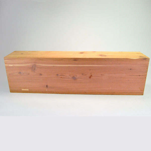 Give your feathers a safe, reliable place to rest with this Cedar Box- Slide Top. interior measures 22.75 inches long, 5.75 inches wide, and 3 inches deep. Bottom view.