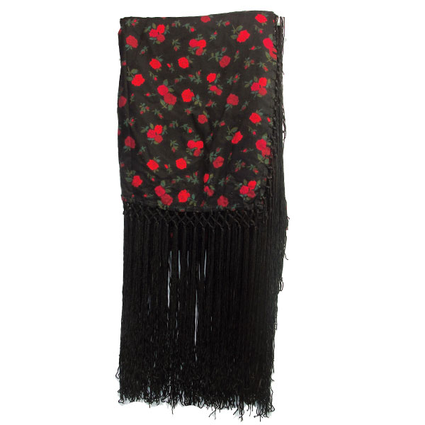 Shawl- Black with Roses