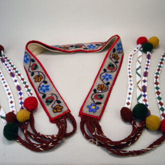 This Belt- Floral Beaded, crafted in the Great Lakes style. from the 1950s to 1960s. overall length of approximately 60 inches. One of a Kind.
