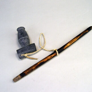 Pipe- Soap Stone Bowl showcases a hand‑carved bowl shaped like a classic barrel. Fully assembled, the pipe measures 11.5". Condition new One of a Kind.