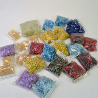 Pony Beads- 8/0 mixed lot comes with an assortment of unusual colors. color lined, tubular, round, and  silver lined  beads. approximately 25 ounces.