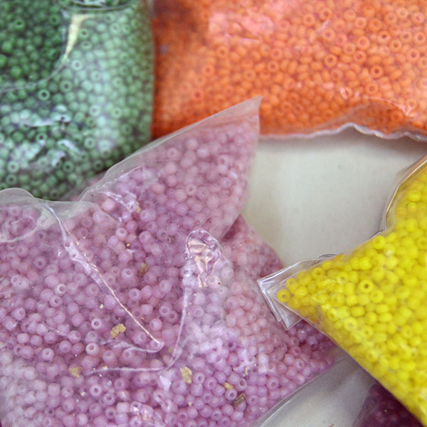 Highlight your beadwork with these Seed Beads- 14/0 French Assorted. packaged in a generous 19oz lot. Colors may vary from pictures. Limited Quantities. yellow, green, light pink, and orange
