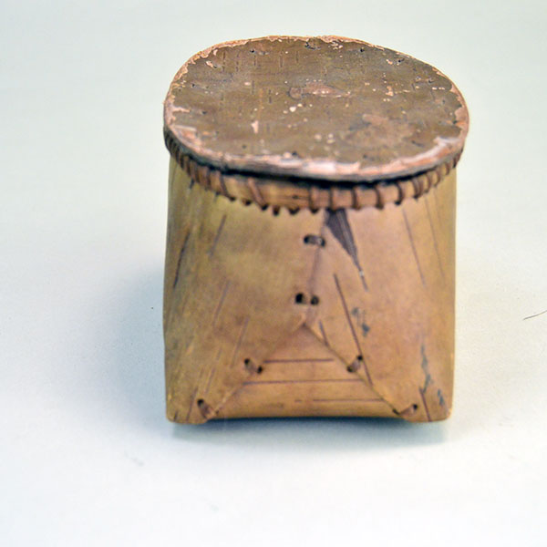 Basket- 1950's Birchbark with Lid showcases the clean, natural lines. Stands approx. 3" tall and measures approx. 5.25" in diameter. One of a Kind. the other side
