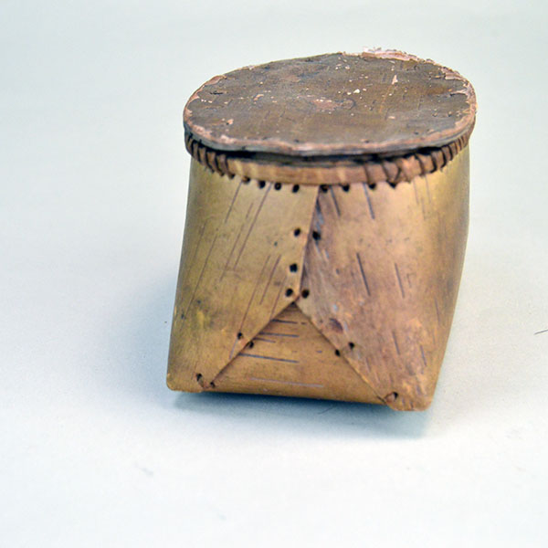 Basket- 1950's Birchbark with Lid showcases the clean, natural lines. Stands approx. 3" tall and measures approx. 5.25" in diameter. One of a Kind. One side
