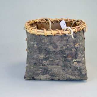 crafter Jennifer Lee created this striking Basket- Pine Bark container. approx. 6" tall with an 6" opening, the bottom is approx. 7" wide. One of a kind.