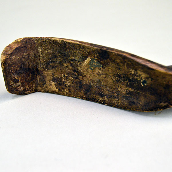Unique Knife- Antiqued Crooked with Brass Wire. knife measures approximately 10.5 inches long and carries a 3‑inch blade. One of a Kind. The end of the handle
