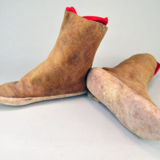 Moccasin- Navajo Style Boots hard rawhide soles and Braintanned deer hide Constr. Susan B. Anthony coins as functional buttons. approx. women's size 8.5