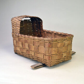 Vintage Ash Toy Cradle showcases traditional craftsmanship with hand‑split ash components. It is missing the back ash split. One of a Kind.