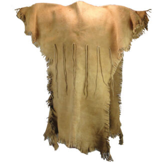 This Braintanned Bison/Elk Dress is made from very thick, heavy and durable hide is estimated to be a size Large.. One of a Kind. front