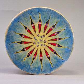 12‑inch Hand Drum- Hand painted Feather Design that adds a bright, eye‑catching element to any collection. One of a Kind.