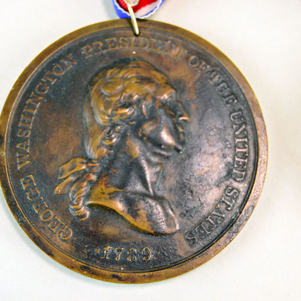 Peace Medals- Group Lot, Two feature George Washington, and one Thomas Jefferson. hey measure approximately 3 inches wide and 1/8 inch thick. The other George Washington medal.