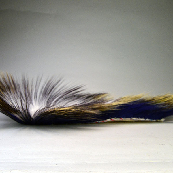 14" Dark Blue Roach is a well‑constructed, eye‑catching piece. Handmade braided‑yarn base, dark blue on the outside and white on the inside.