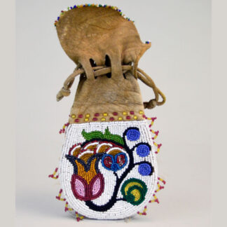 Antique Beaded Floral Bag with drawstring top