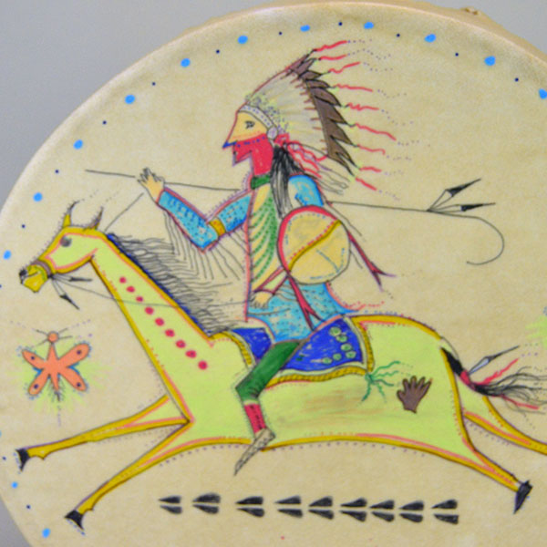 Hand Drum Native On Horse detail of painting