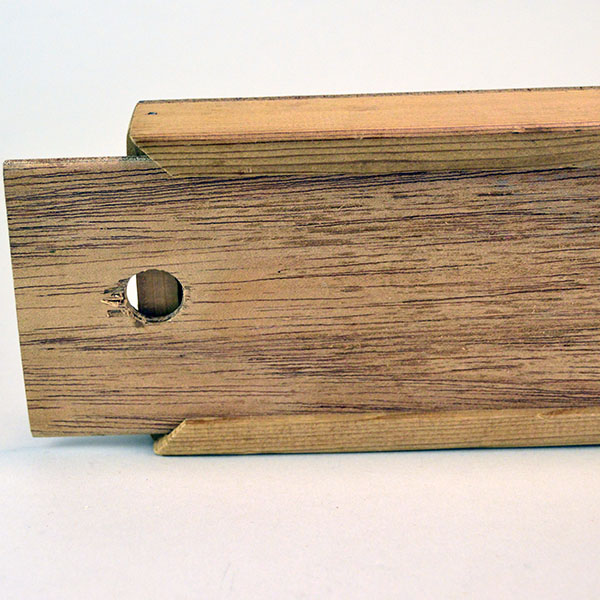 Box- Cedar Slide Top that protects feathers from pests and damage. Smooth lid with no hinges. Exterior measures 17" long, 4" wide, and 1.5" deep. The hole in the top to slide the cover over.