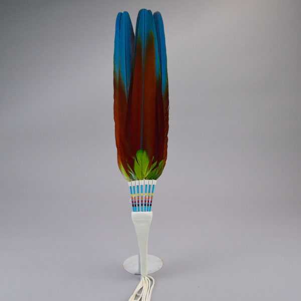 Flat Fan- With Macaw Feathers