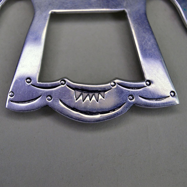Make this stamped Scarf Slide- Waterbird one of your favorite accessories! This German Silver stamped scarf slide measures 3" x 3". one of a kind. The bottom stamped design.